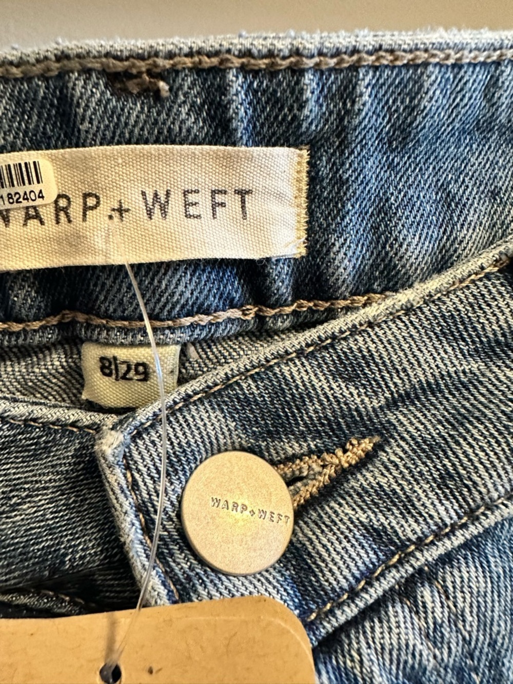 Warp + Weft Two-Tone Light Blue Denim Mini Skirt - Picture 4 of 8